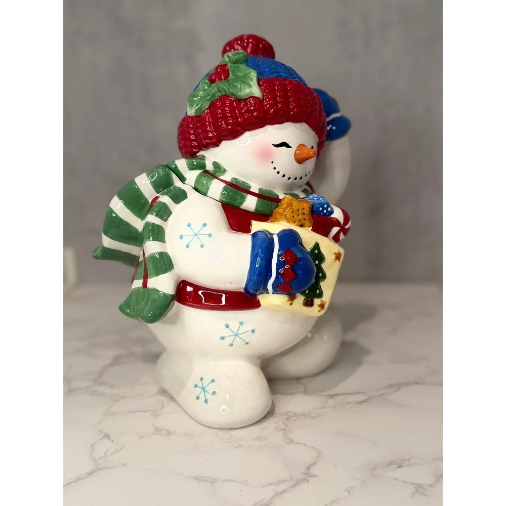 Studio Nova Festive Frosty Snowman Cookie Jar KT700 Christmas Holiday Ceramic